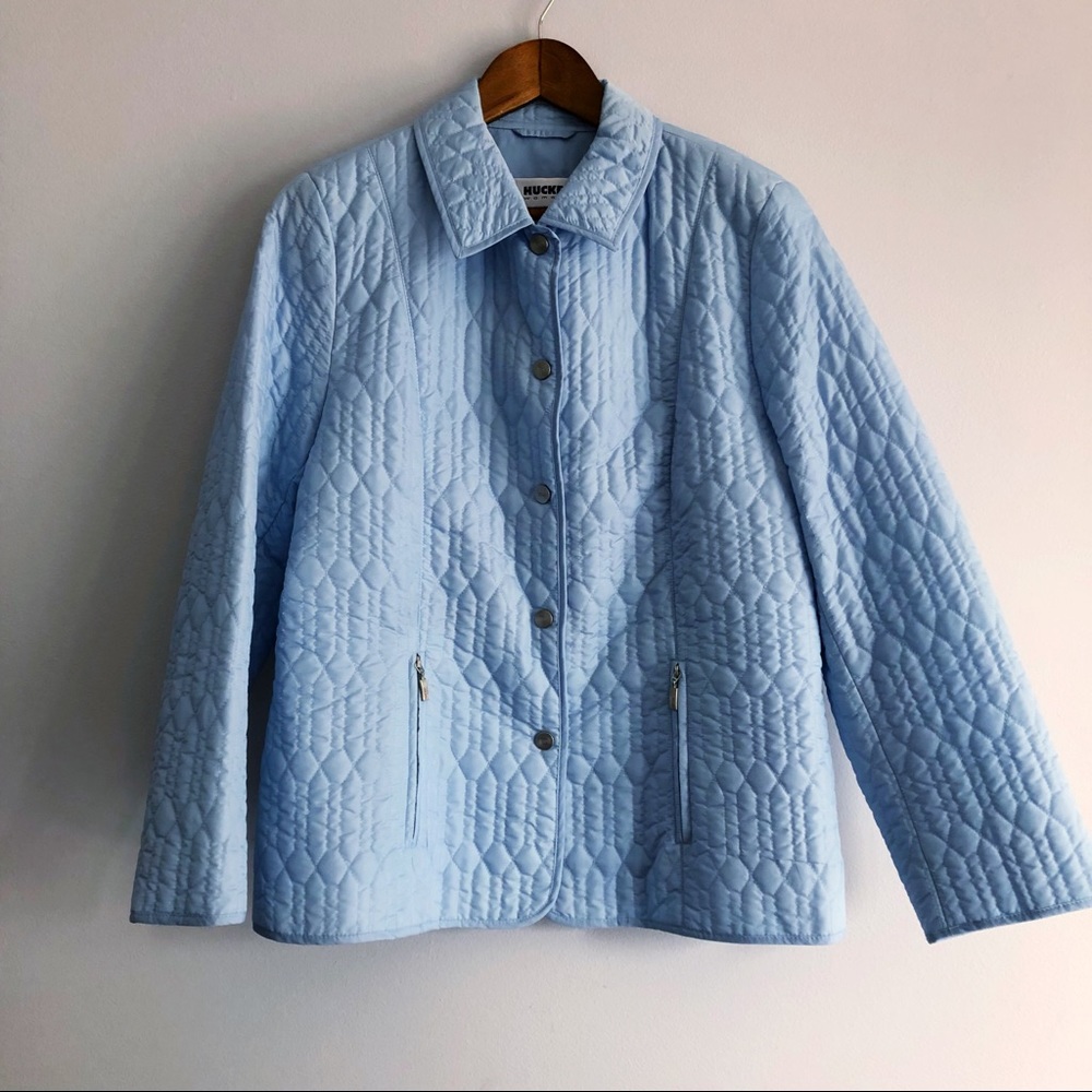 Vintage Hucke Woman Powder Blue Embossed Coat
